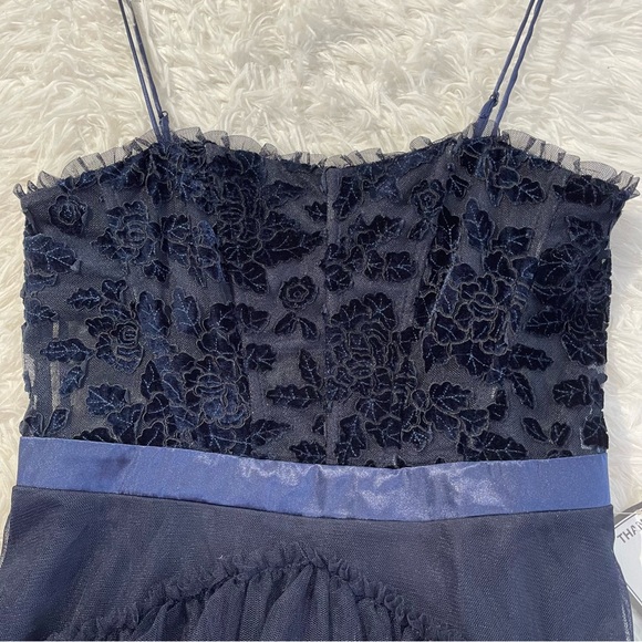 City Studio Womens Velvet/Ruffle Mini Dress Size 11 (Juniors) Navy Whimsy Goth - Picture 5 of 10